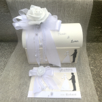 Personalisierte Geschenkbox f. Geldgeschenke Geldgeschenk + Karte zur Hochzeit Brautpaar weiß